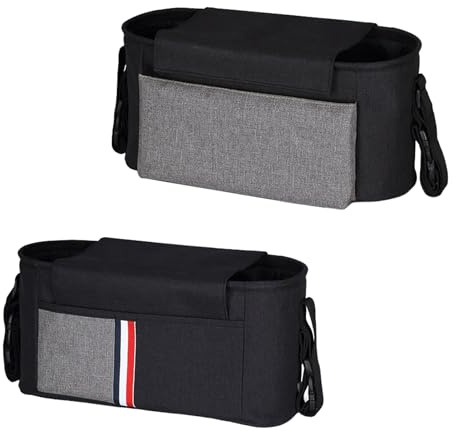 Naroote Organizador de Cochecito, Bolsa de Almacenamiento Impermeable con Portabotellas para mamá bebé, Color Negro, Multifunción, Gran Capacidad, para Salidas