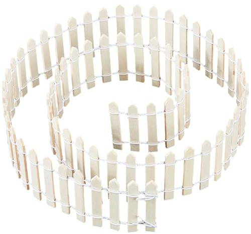 CREATCABIN Clôture Miniature Jardin Féerique 90x5cm Bois Blanc Petite Clôture Décorative Accessoires Jardin Féerique Ornements Miniatures pour Maison Bricolage Village Maison Poupée Noël Mariage