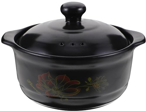 Gadpiparty Cacerola de Barro para Cocinar Guisos y Sopas, Olla para 2-3 Personas, Apta para Cocina a Llama Abierta y Uso Doméstico