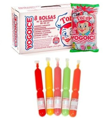 Yogo Ice Golosinas Líquida - Polo Refrescante - Líquido para Congelar en Casa - 8 Bolsas - 96 Unidades - Sin Gluten