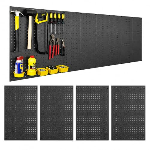 WallPeg Made in USA Pegboard Wall Organizer 4 ea 24x16 Plastic Pegboard Panels - 96” Wide - Kit P-212 B Garage Organization for Workbench Tool Storage Organizer - Tuff Peg Board