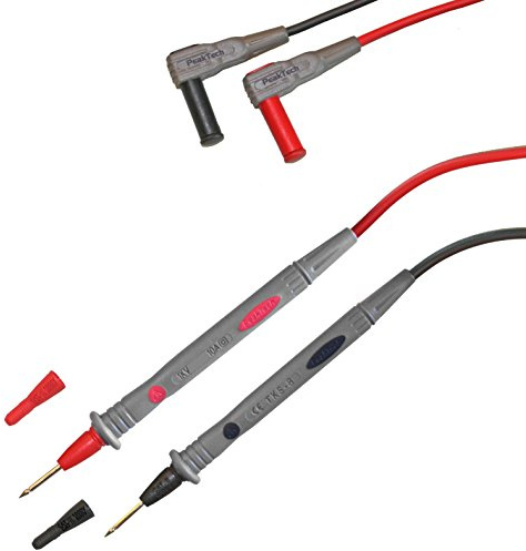 PeakTech 1 Paar flexible Multimeter Messleitungen 120 cm, 4mm Prüfleitungen, 1000 V AC/DC ; 10A ; CAT III / IV, 1 Stück, TKS-8, Rot, Grau