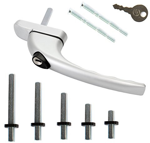 Silver Matt - UPVC Universal Inline Espag Lockable Window Handle Smart Spindle …