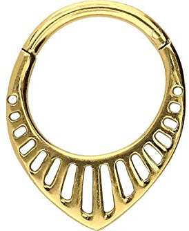 PIERCINGLINE Chirurgenstahl Segmentring Clicker Design Piercing Septum Tragus Helix goldfarben