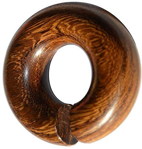 CHICNET Damen Herren Ohrgewicht Dehner Expander Ohr Piercing aus Parasitholz Holz in braun, Ring Donut Form, unten offen, Wellenmaserung, Plug Tunnel, Größen 12mm bis 16mm 10 mm