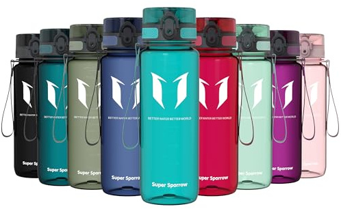Sparrow Botella Agua Deportiva 500ml/750ml/1L Tritan Cantimplora - Sin BPA | Antifugas, Plastico Botella de Agua, Ligera, Lavavajillas, Flip Top, Ergonómica, Escuela, Gimnasio, Gym, Oficina, Ciclismo