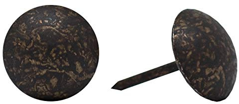 ComfortStyle Premium Upholstery Tacks, Nailhead Decorative Trim for Furniture, 7/16-inch Diameter (100, Dark Antique Brass)
