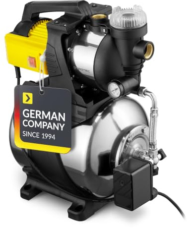 TROTEC TGP 1050 E Hauswasserwerk mit Vorfilter | Edelstahl, 3.300 l/h 1.000 W, 30 m Förderhöhe, 19-l-Druckkessel