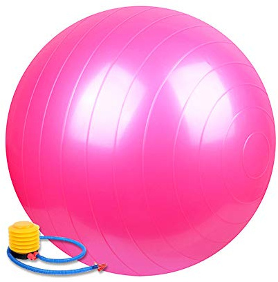 CUTIECLUB Chiatai Gymnastikball, Gymnastikball unterstützt mit Quick Pump Geburtsball für Yoga Pilates Fitness Schwangerschaft Pink 55cm