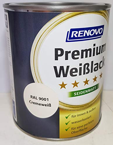 0.75 Liter RENOVO Premium Buntlack seidenmatt, RAL 9001 Cremeweiss