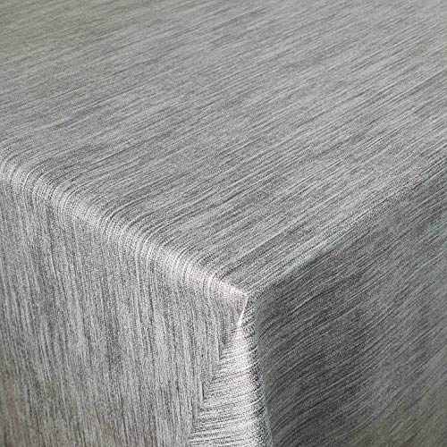 Wachstuchtischdecke Leinen Prägung Hellgrau Rechteckig 130 x 180 cm | abwaschbare Tischdecke, Gartentischdecke, wasserabweisend, gefaltet