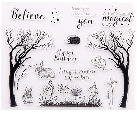 arriettycraft Just for You Thinking of You Happy Birthday Trees Löwenzahn-Gummistempel, transparent, für Weihnachtskarten, Dekoration und DIY Scrapbooking, Gummistempel zum Basteln