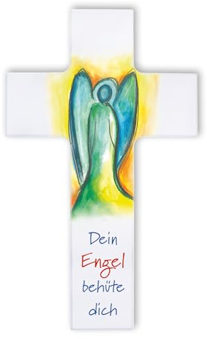 Fritz Cox Kinderkreuz 'Ein Engel behüte Dich' 20cm weiß