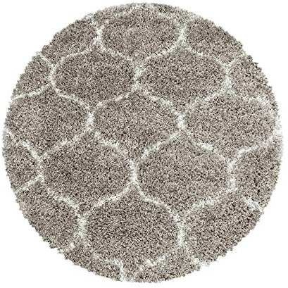 Carpettex Hochflor Teppich Wohnzimmer Shaggy Flokati Teppich Modern Skandinavisch Design 120 cm Rund Beige - Teppich Schlafzimmer Weich Flauschig Waschbar Teppich Küche Esszimmer - Langflor Teppiche