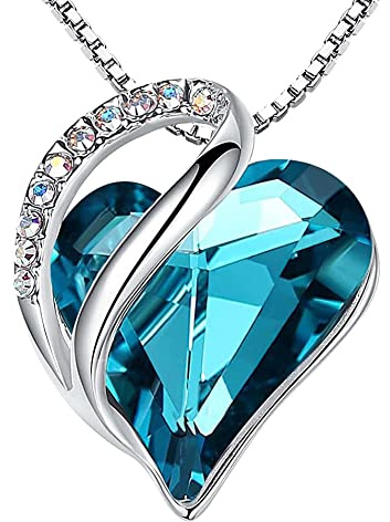 Leafael Muttertag Halskette Damen, Infinity Love Herzanhänger mit Geburtsstein-Kristall, rhodiniert, nickelfrei & hautfreundlich, 45+5 cm Kette mit Karabinerverschluss