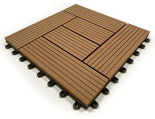 Balkonfliesen-Set aus WPC Holz, 30 x 30 x 2 cm (1)