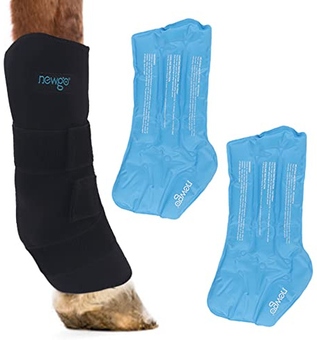 NEWGO Horse Ice Pack Reusable Horse Leg Wrap for Injury, Cooling Horse Knee Wrap Full Coverage Leg Ice Boot Cold Pack 1 Wrap with 2 Gel Packs for Knee, Legs, Boots, and Hooves