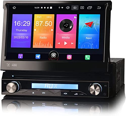 Erisin 7 Pulgadas Android 12 1 DIN Desmontable Coche Estéreo de Automóvil GPS Reproductor De DVD Dab+ Radio Pantalla Táctil Bluetooth Incorporado DSP CarPlay Android Auto WiFi Espejo Enlace 32GB ROM