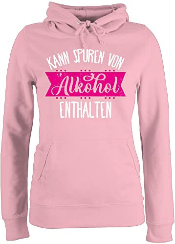 Pullover Damen Hoodie Frauen - Party & - Kann Spuren von Alkohol enthalten I Spruch Alkohol - XL - Hellrosa - sauf pulli alki pullis saufen hoodies trinken hoodies/pullis trinksprüche trinkspruch