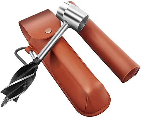 Schlangenbohrer, Bushcraft, Handbohrer, Schlangenbohrer, Überlebenswerkzeug, Outdoor-Mehrzweck-Handbohrer, Bagger, Schneckenbohrer, Kohlenstoffstahl, Holzbohrer, für Garten, Outdoor, Camping (braun)