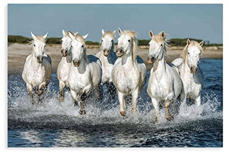 Großes Pferd Wandkunst Bilder Tierdrucke laufende Pferde Gemälde Poster Leinwand Poster Wandkunst Dekor Druck Bild Gemälde für Wohnzimmer Schlafzimmer Dekoration Rahmen Stil 60 x 90 cm