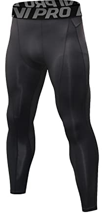LNJLVI Män Sport Kompression Leggings Byxor, Svart, S