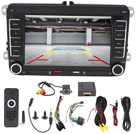 Radio de Coche de 7 Pulgadas, Reproductor MP5 de Radio Estéreo para Coche con Pantalla Táctil con 12 Luces LED, Control del Volante, Imagen de Marcha Atrás, Reproductor Multimedia