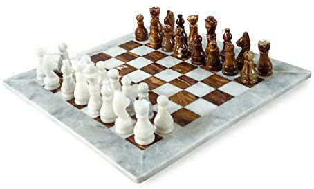 Schachbrett aus natürlichem Marmor, Weiß und Rot mit Schach rot und weiß Italienisch Marble Tisch Chessboard 30 x 30 cm