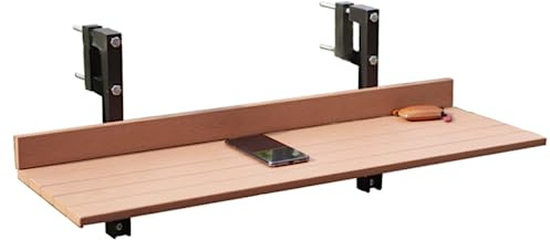 BAISRGS Table de Balustrade de Balcon Pliable - Table Suspendue multifonctionnelle pour intérieur et extérieur (Couleur Bois), 80*25*20cm