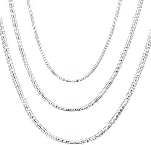 Gicko Schlangenkette Silber 925 - Stärke in 1,2,3 mm - Silberketten in Verschiedenen Längen : 40,45,50,55,60 cm Halskette für Damen & Herren (50, Stärke 1mm)
