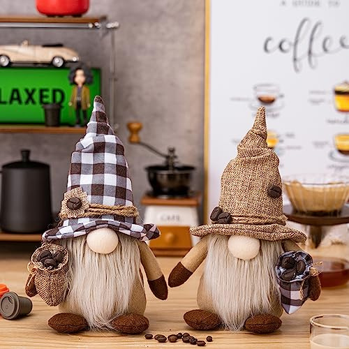 ACAREY Kaffee Deko Wichtel Herbstdeko Wichtel, Sommer Wichtel Figuren Erntedankfest Plüsch Ornament Schwedischer Tomte Wichtel für Kaffeestation, Rudolph Puppe Figure Deko für Küche