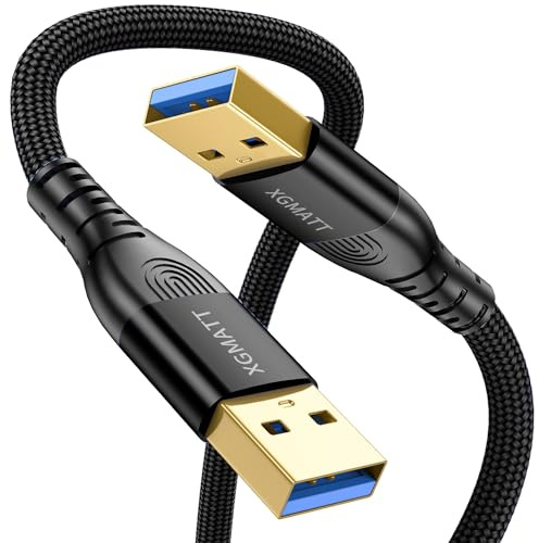 USB 3.0 Cable 0.5M,5Gbps High Speed Transfer USB Type A Male to Male Lead,USB 3.0 A to A Data Cable Braided Compatible with Blu-ray, Printer, Camera, External Hard Drive, Consoles, Fan Cooler,Black