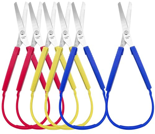 6 st slingsax, 20 cm, vårsax mini träningssax för speciella behov tillbehör barn tonåring vuxen äldre, anpassningsbar design, stöd för höger och vänster, lättöppna klämhandtag