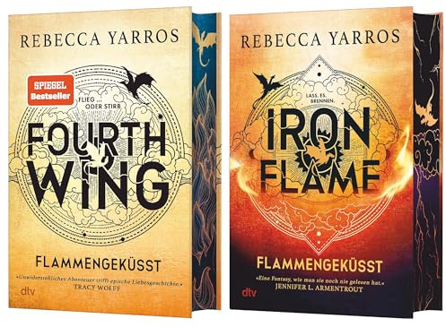 Fourth Wing & Iron Flame – Band 1 & 2 der Flammengeküsst-Reihe von Rebecca Yarros als Deluxe-Ausgabe mit atemberaubendem Farbschnitt