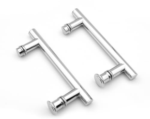 Jelter Confezione da 2 maniglie rotonde per porta della doccia, in acciaio inox, 145 mm, foro a foro centrale, per box doccia, box doccia (2)