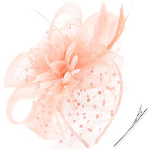 DRESHOW Fascinator Hatt Fjäderpannband Fascinator för Kvinnor Teparty Huvudbonad med Klämma Blommigt Pannband för Flickor & Kvinnor