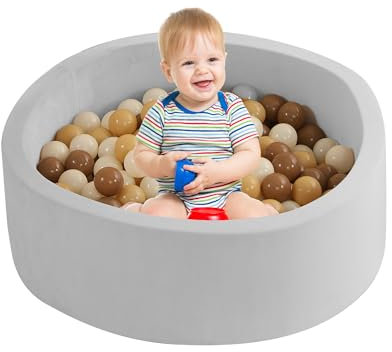 hoopyosms Kinder-Schaumstoffball Grube, Weicher Runder Ball Pool für Kleinkinder, Baby-Spielball Pool, Memory-Schaumstoff für Drinnen (Ohne Bälle Enthalten), Grau