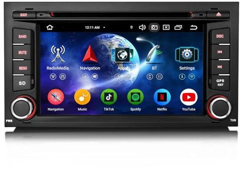 Erisin Android 14 8-Core 4GB+64GB Autoradio GPS Navigatore per Seat Leon 7 pollici Lettore DVD IPS Schermo tattile Supporti Bluetooth 5.0 Senza fili CarPlay Android Auto WiFi DSP CANbus OBD2 SWC FM