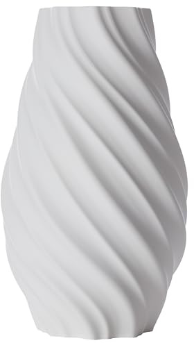 3D Vase Dekovase Edina XL 38cm Bodenvase Deko Vase Pampasgras Trockenblumen (Weiß)