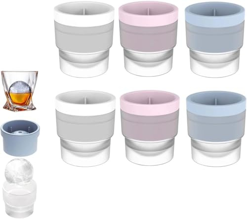 6Pcs Silicone Ice Ball Maker - 2.4 Inch Sphere and Round Ice Moulds, Easy-Release, Reusable for Coffee, Juice or Cocktails (6PCS)
