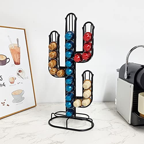 Denash Porta Cialde di caffè, Supporto per Organizer per Capsule di caffè a Forma di Cactus, può Contenere 48 Cialde di caffè, Accessori per Bar