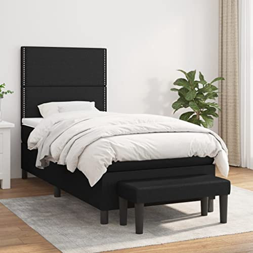 qohoio Boxspringbett mit Matratze Schwarz 80x200 cm Betten Bett Mit Matratze Bett Boxspringbett Schlafzimmer MöBel Stoff - 3136471