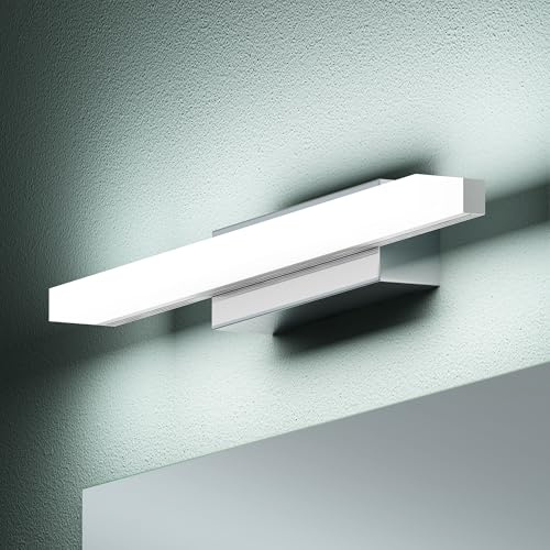 Mai & Mai Spiegelleuchte Bad 40cm LED Spiegellampe Badezimmer Badlampe | 6000K Wandleuchte Badezimmer, 9W Badezimmerlampe für Spiegel, klare Kaltweiß Lampe, Chrom, Spiegelstrahl