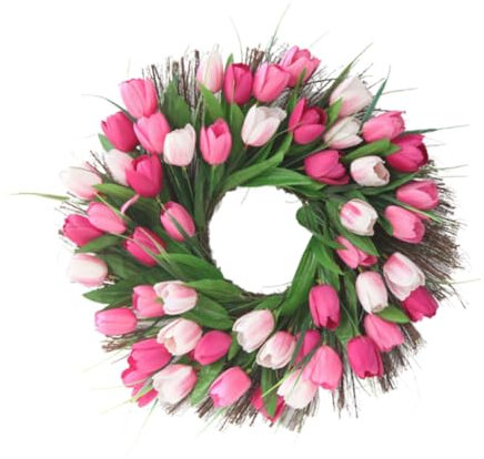 Zerodeko Tulpenkranz Aus Hochwertigem Und Rattan Künstliche Blumen-Girlande Für Hochzeiten Und Feste Zur Dekoration Von Türen Für Outdoor-Events