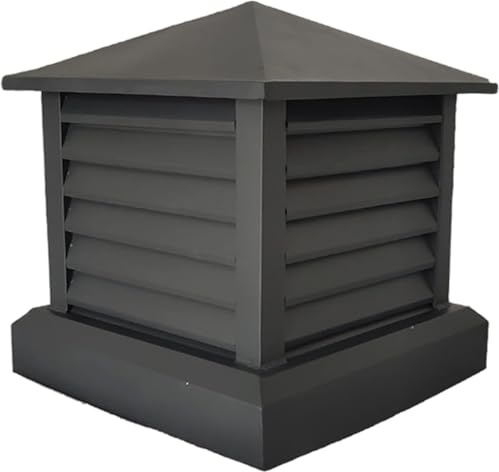 Tappo antipioggia quadrato per ventilazione in all Comignolo in alluminio Modello Louvre Tubo di ventilazione anti-inversione Tetto di ville e case a schiera antifumo e antipioggia(35cm/13.8x13.8in)