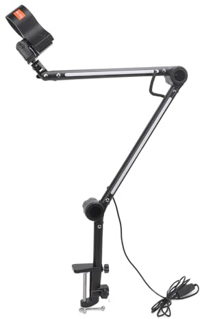 Bomarm med RGB -ljus, Mikrofonarmstativ med Skrivmonteringsklämma och 3/8 och 5/8 Kontakter, Roterbar Mikrofonbomarmmic Stativ för Podcast, Streaming, Spel