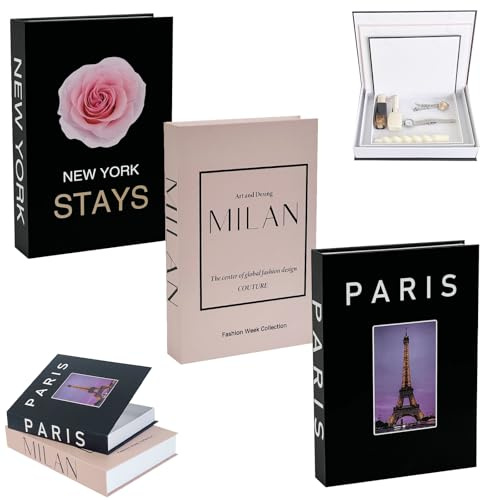 CHENBOOW Livres Décoratifs, 3 Pièces Faux Livres, Boîte de Rangement, pour Maison, Salon, Tables Basses