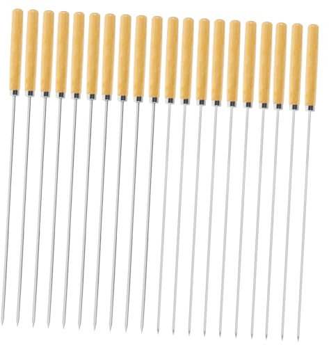 Toyvian Brochettes de Barbecue Acier Inoxydable avec Manche Brochettes Plates pour Kebab et Loisirs Créatifs Longues et Réutilisables