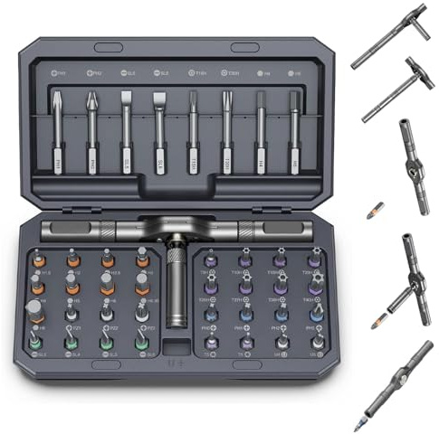 42 in 1 Magnetic Screwdriver Set, 24 in 1 DIY Screwdriver Set Ratchet Handle Detachable Versatile Toolkit for PC, Furniture, Bicycle