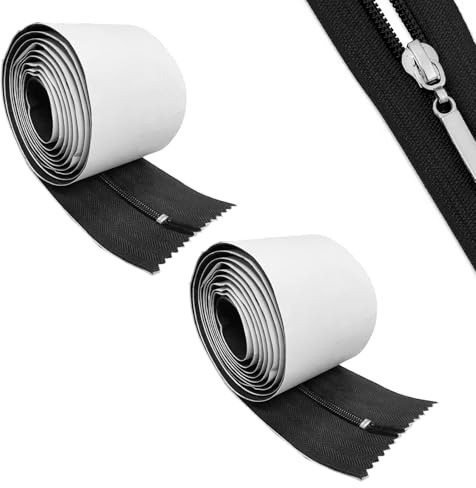Jortmrd 2 Pezzi Cerniera Autoadesiva 213 cm x 7,6 cm Cerniera Adesiva per Barriera Antipolvere Cerniera Grossa Resistente per Porta Della Tenda di Protezione Aree di Costruzione e Riparazione